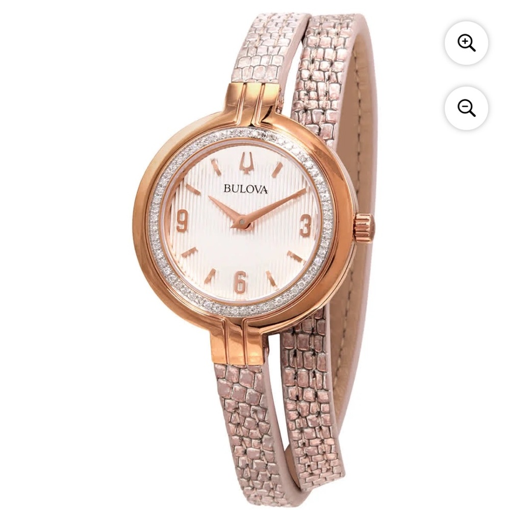 💎 Bulova Women’s Rose Gold Double-Wrap Leather Watch – Model 98R279 NIB $450